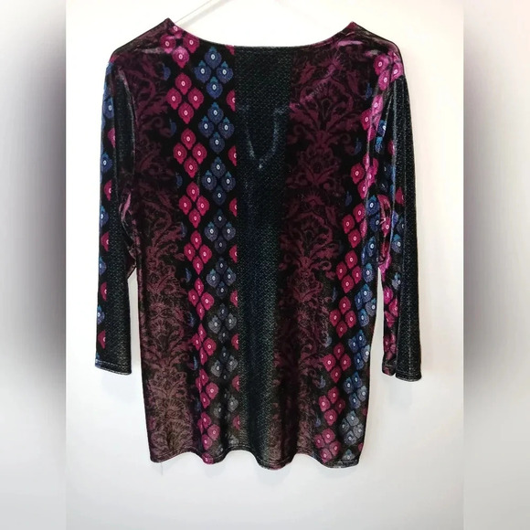 Chico's Velvet Jeweltone Top size Medium Witchy Goth Fall Holidays - Picture 2 of 8